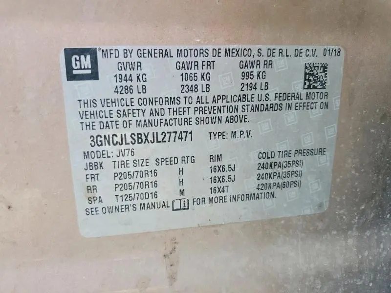 2018 CHEVROLET TRAX 1LT  
