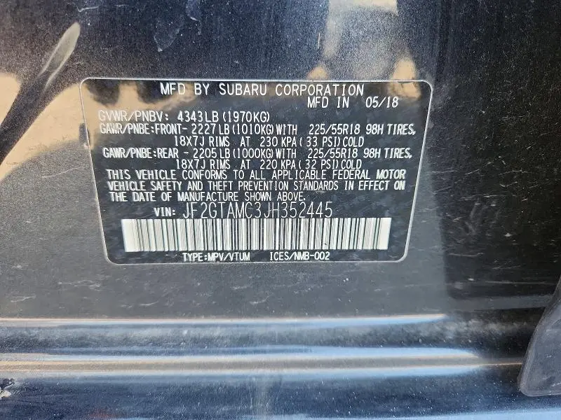 2018 SUBARU CROSSTREK LIMITED  