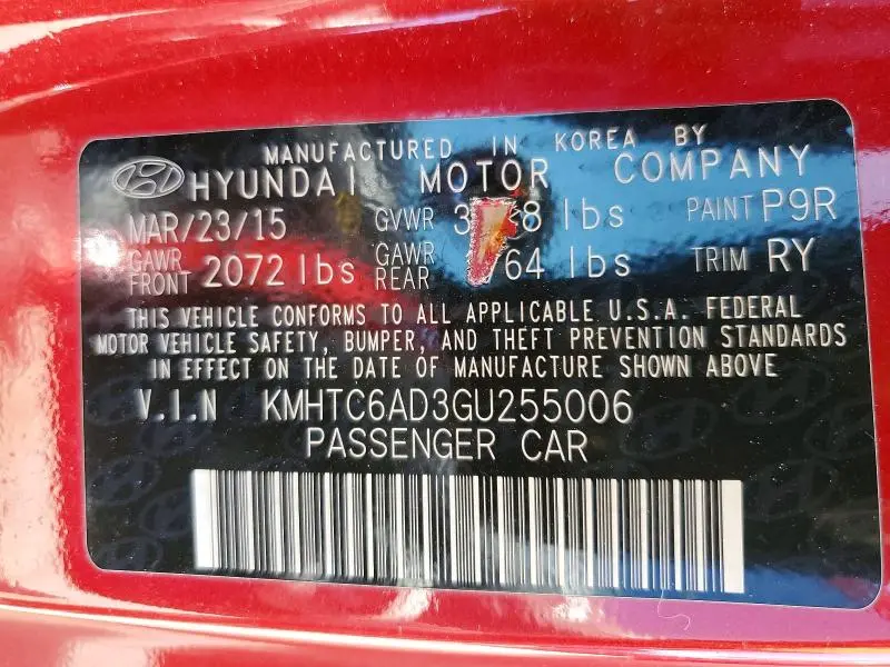 2016 HYUNDAI VELOSTER BASE  