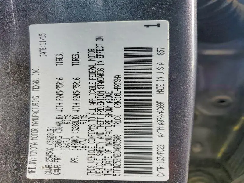 2016 TOYOTA TACOMA SR5 V6  