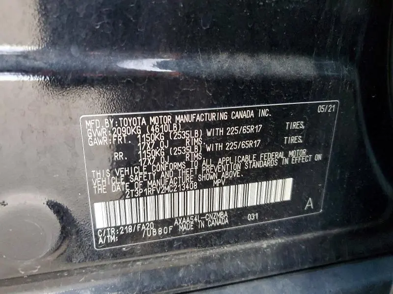 2021 TOYOTA RAV4 XLE  