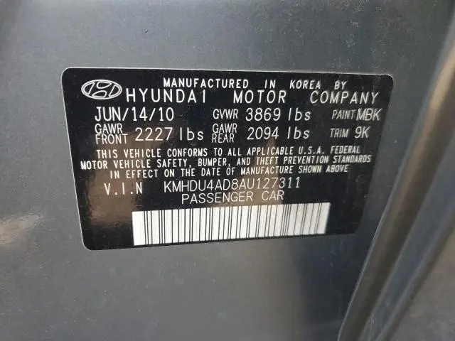 2010 HYUNDAI ELANTRA BLUE  