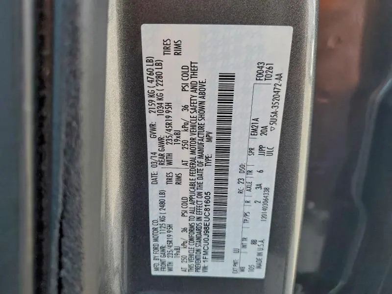 2014 FORD ESCAPE TITANIUM  