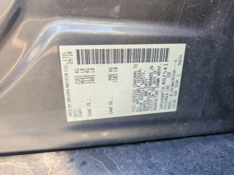 2018 NISSAN MAXIMA 3.5 S  