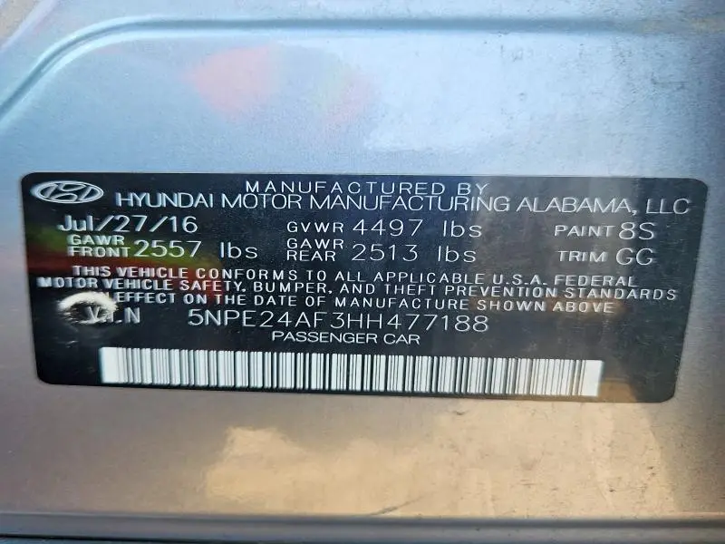 2017 HYUNDAI SONATA SE  