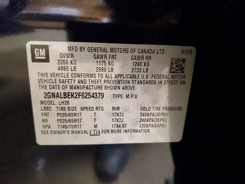 2015 CHEVROLET EQUINOX LT  