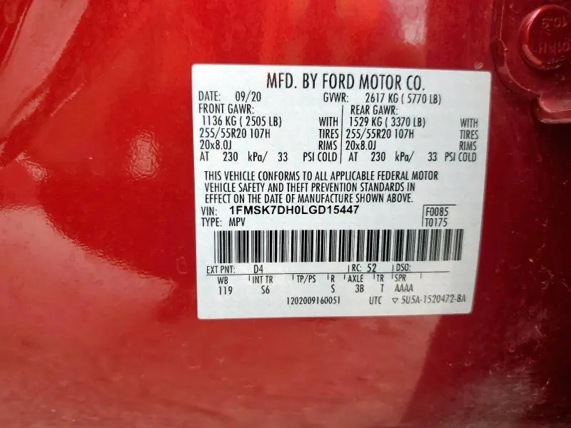 2020 FORD EXPLORER XLT  