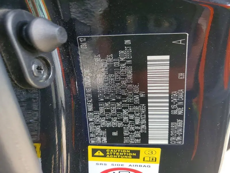 2012 LEXUS RX 350 BASE  
