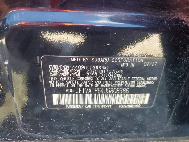 2018 SUBARU WRX LIMITED  