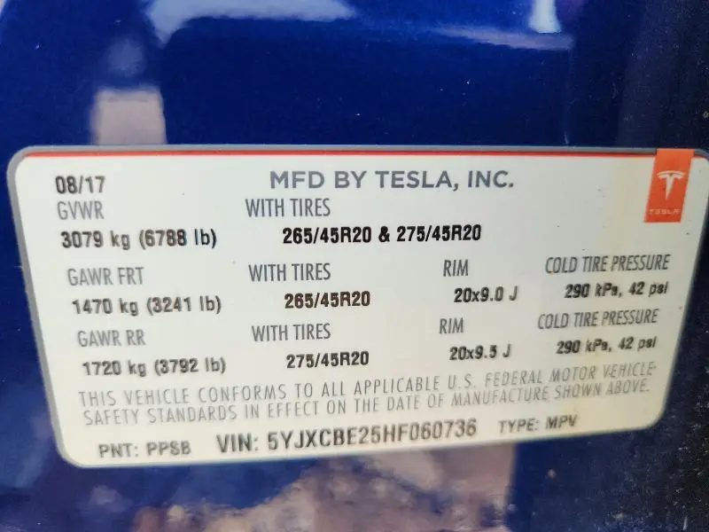 2017 TESLA MODEL X   