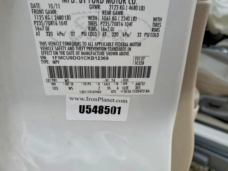 2012 FORD ESCAPE XLT  