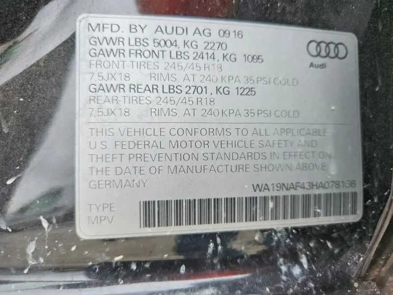 2017 AUDI A4 ALLROAD PRESTIGE  
