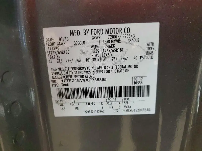 2010 FORD F150 SUPER CAB  