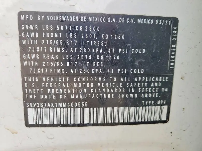 2021 VOLKSWAGEN TIGUAN SE  