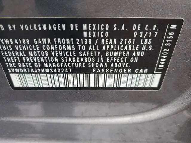 2017 VOLKSWAGEN JETTA SE  