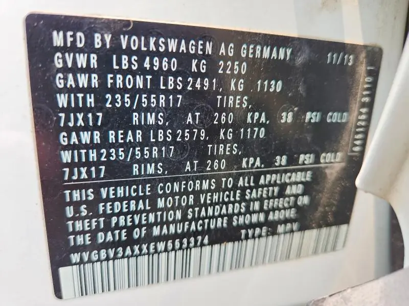 2014 VOLKSWAGEN TIGUAN S  