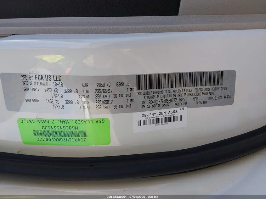 2019 CHRYSLER PACIFICA HYBRID TOURING PLUS