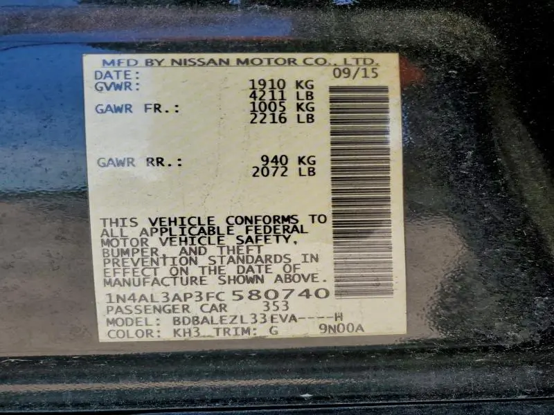 2015 NISSAN ALTIMA 2.5  