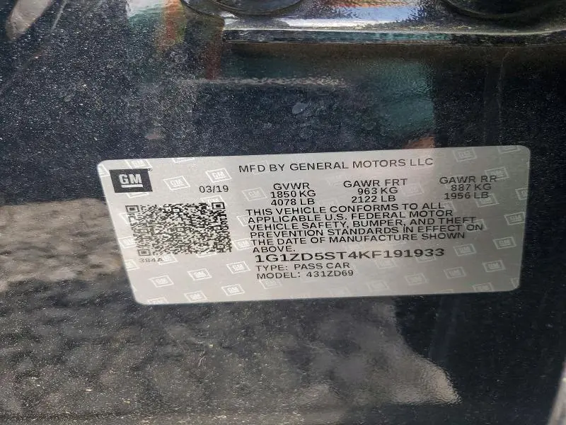 2019 CHEVROLET MALIBU LT  