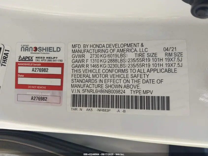 2022 HONDA ODYSSEY TOURING