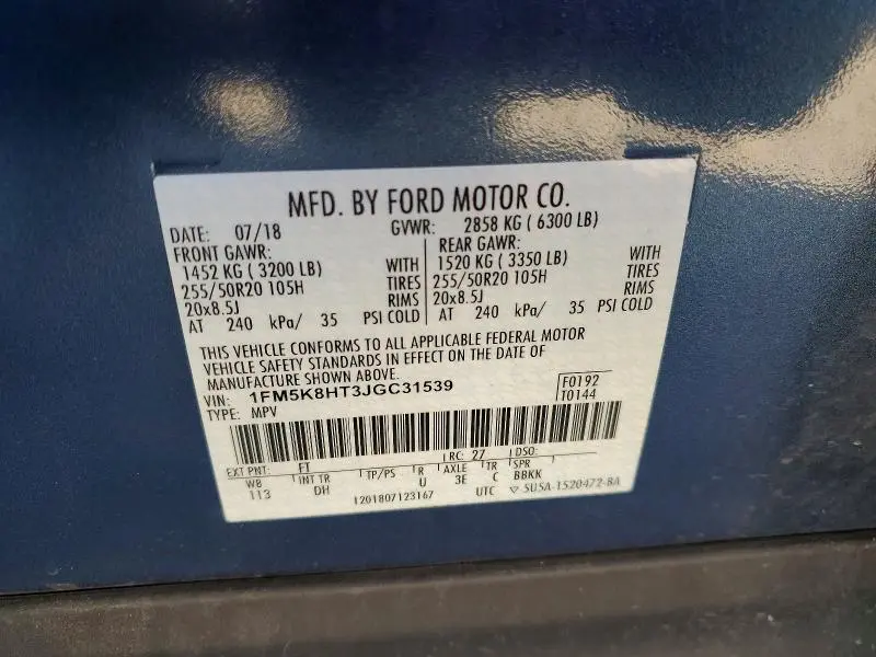 2018 FORD EXPLORER PLATINUM  