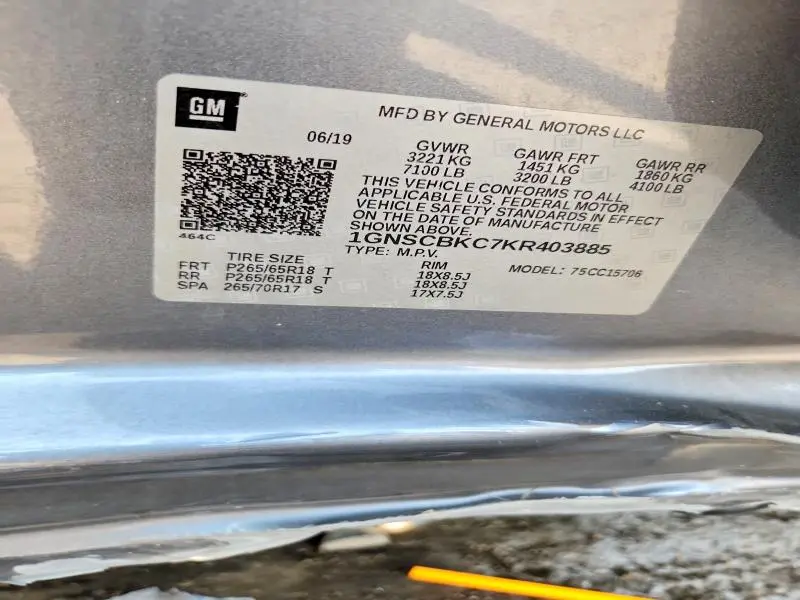 2019 CHEVROLET TAHOE C1500 LT  