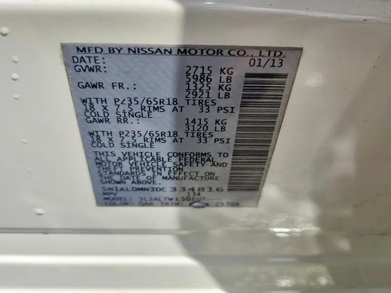 2013 INFINITI JX35 BASE  
