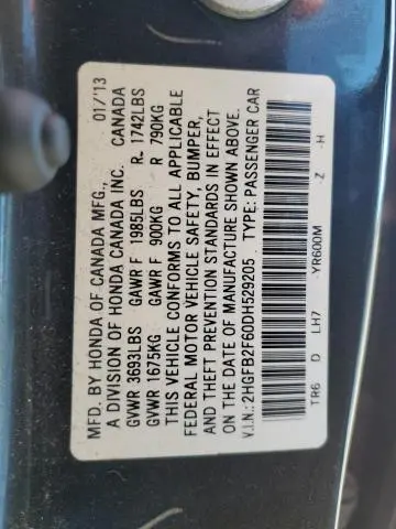 2013 HONDA CIVIC HF