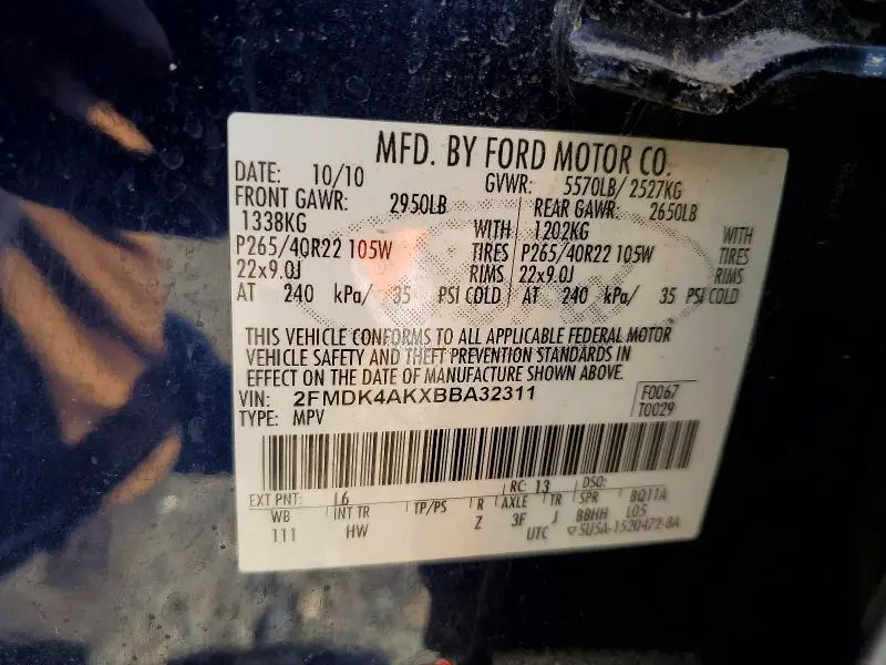 2011 FORD EDGE SPORT  