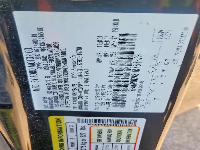 2017 FORD FUSION TITANIUM  