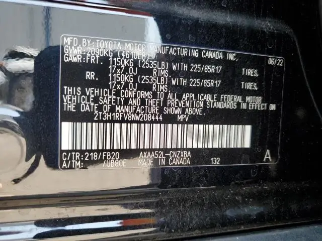 2022 TOYOTA RAV4 LE  