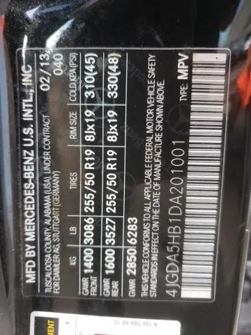 2013 MERCEDES-BENZ ML 350 4MATIC  