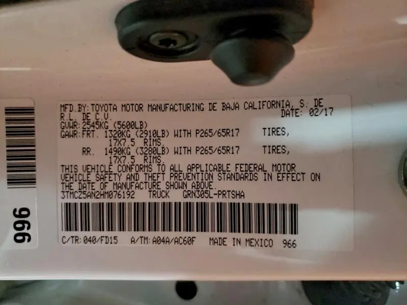 2017 TOYOTA TACOMA DOUBLE CAB  