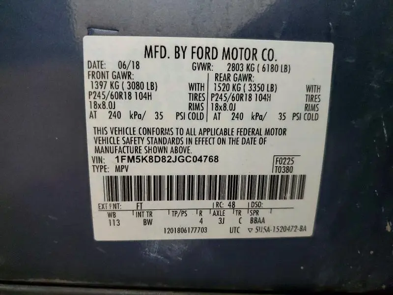2018 FORD EXPLORER XLT  