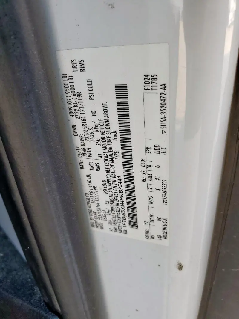 2017 FORD TRANSIT T-350  
