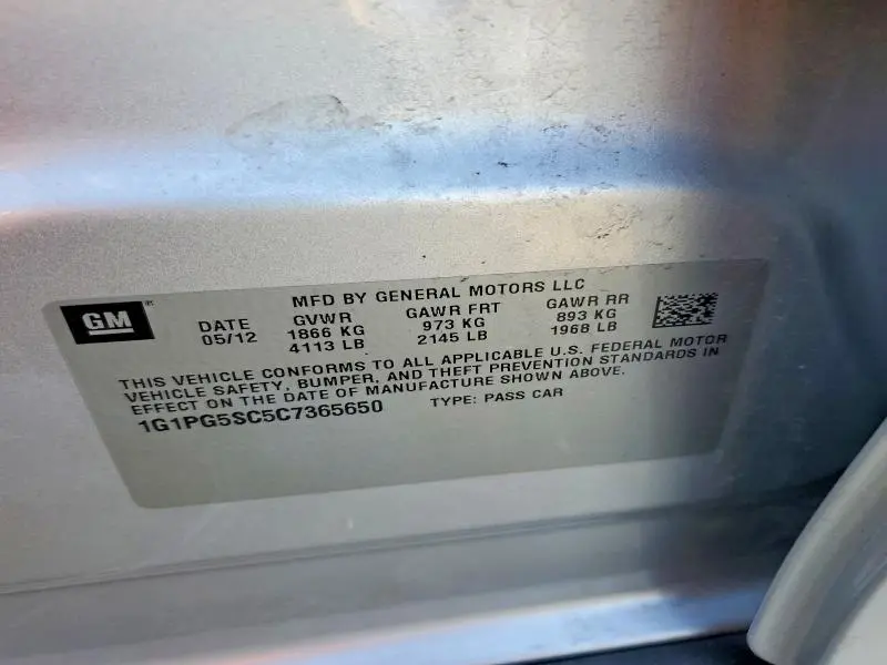 2012 CHEVROLET CRUZE LT  