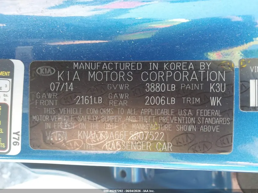 2015 KIA FORTE LX
