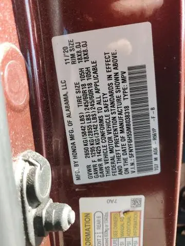 2021 HONDA PILOT EXL  