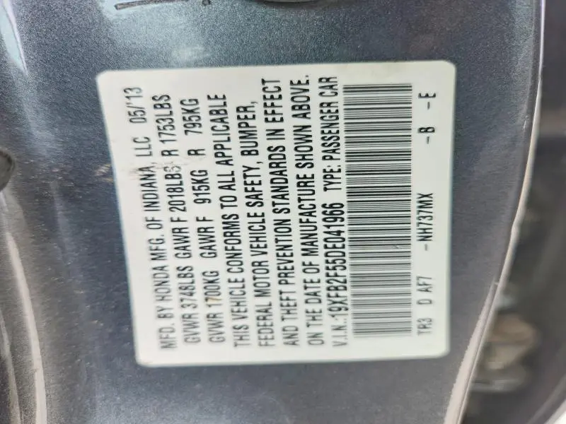 2013 HONDA CIVIC LX  