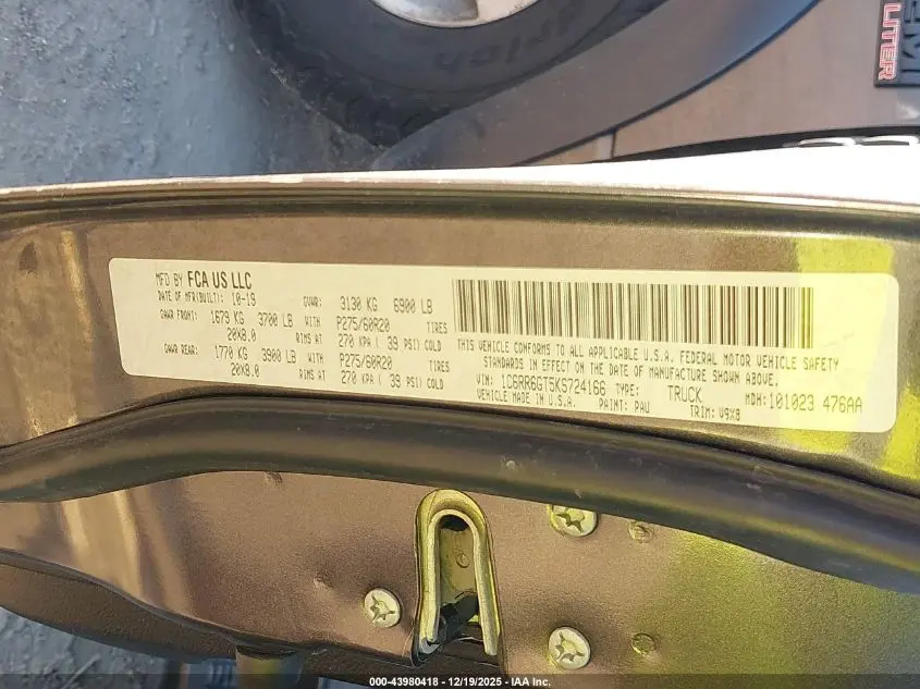 2019 RAM 1500 CLASSIC WARLOCK  4X2 6'4 BOX