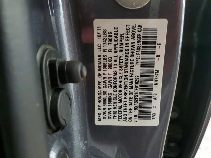 2012 HONDA CIVIC LX  