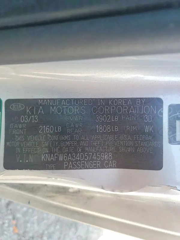 2013 KIA FORTE SX  