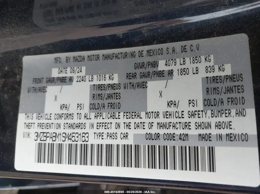 2025 MAZDA MAZDA3 2.5 S SELECT SPORT