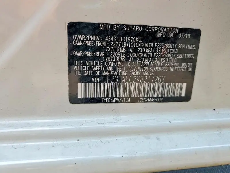 2019 SUBARU CROSSTREK PREMIUM  