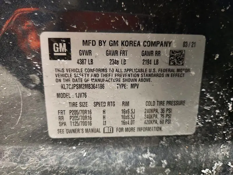 2021 CHEVROLET TRAX 1LT  