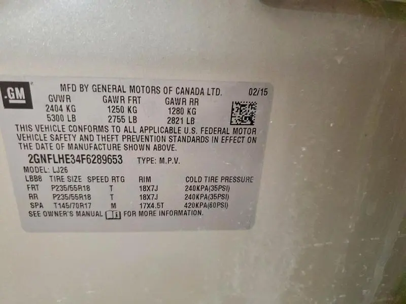 2015 CHEVROLET EQUINOX LTZ  