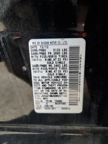 2013 NISSAN MURANO S  