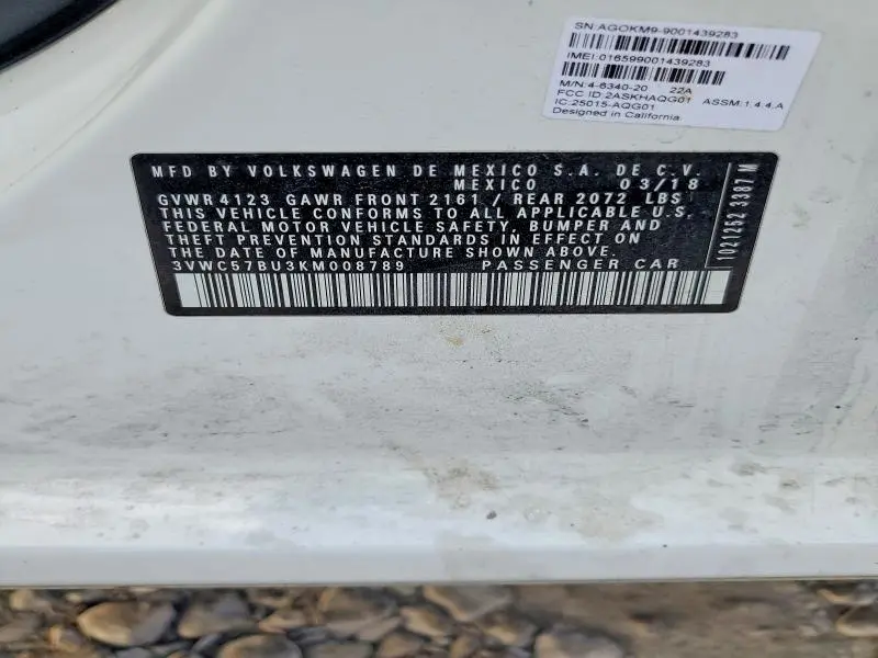 2019 VOLKSWAGEN JETTA S  