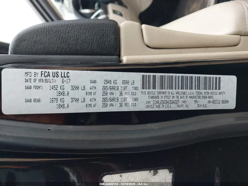 2017 JEEP GRAND CHEROKEE LIMITED 4X2