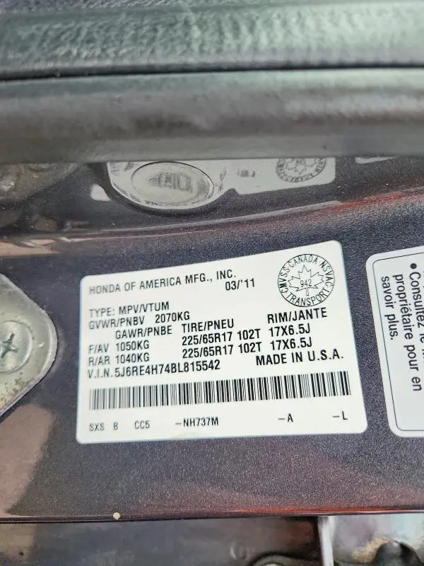 2011 HONDA CR-V EXL  